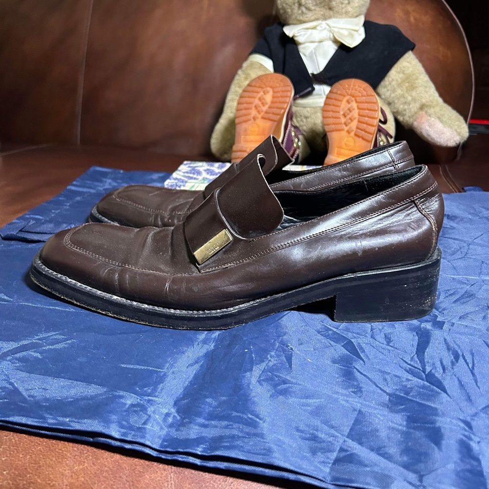 Gucci Brown Leather Dress Shoes Sz 8.5 E - Picture 12 of 12